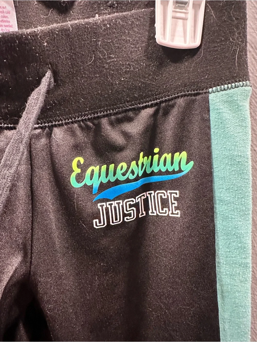Justice Equestrian Black Joggers with Mint Side Panels